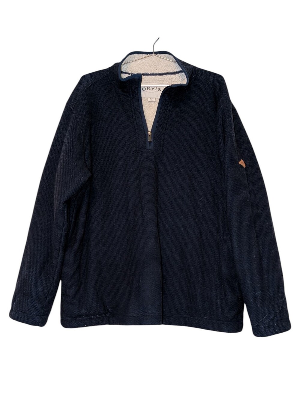 Orvis Men's Navy Half-Zip Sherpa Lined Pullover